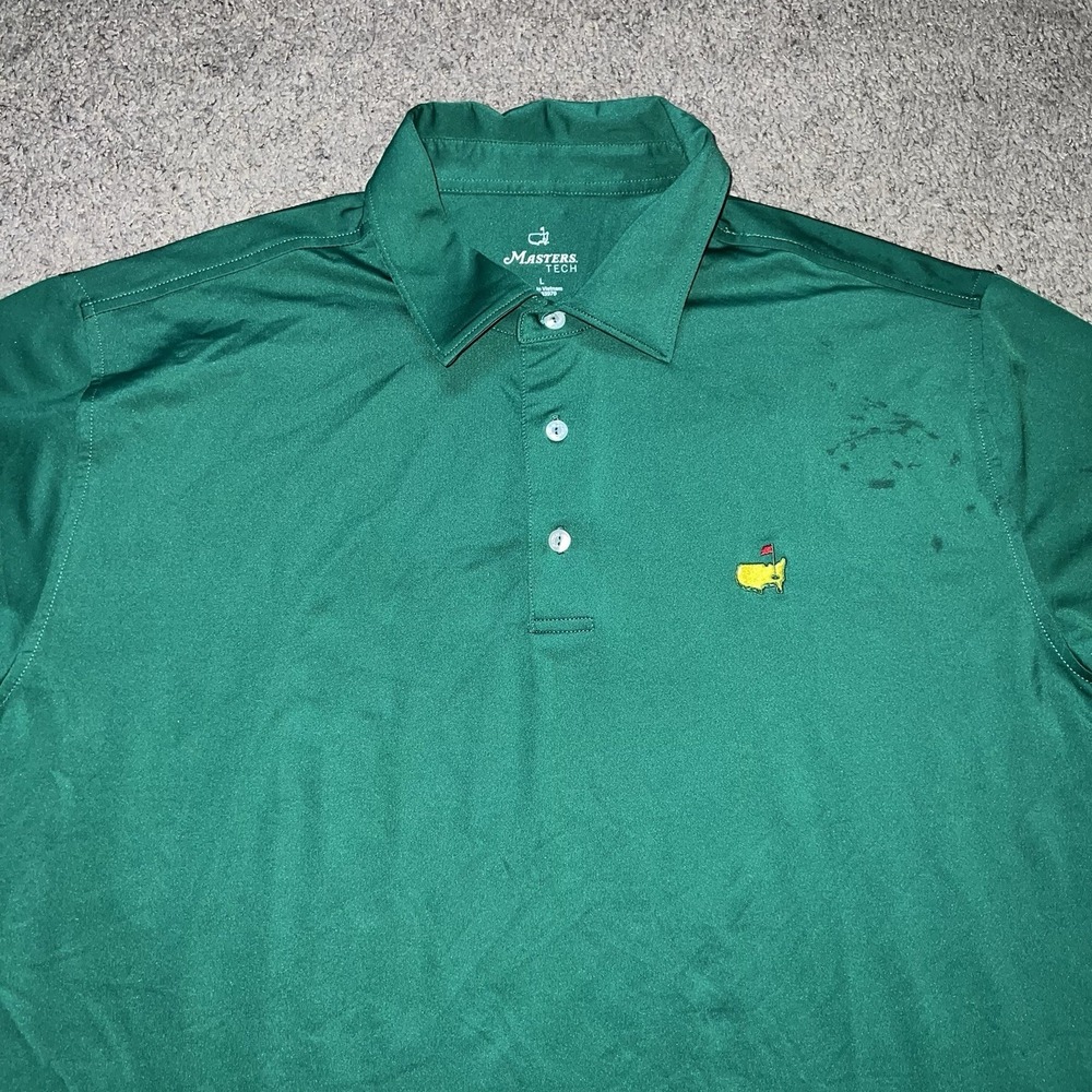 2026 Masters Tech Golf Polo Shirt Mens Large Augusta National Pine Green